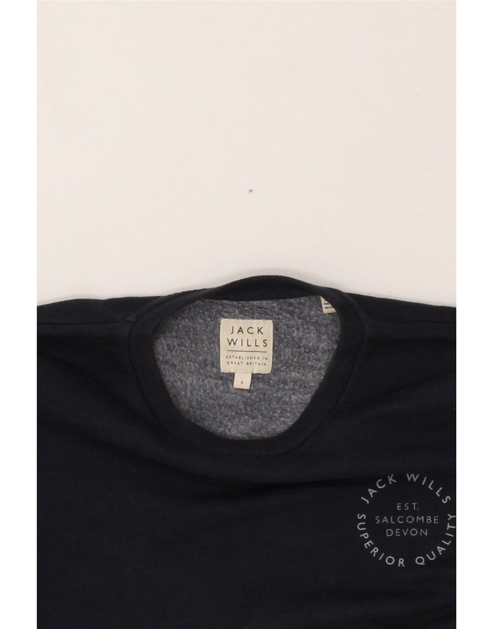 JACK WILLS Mens Sweatshirt Jumper Small Navy Blue Cotton Vintage Jack Wills and Second-Hand Jack Wills from Messina Hembry 