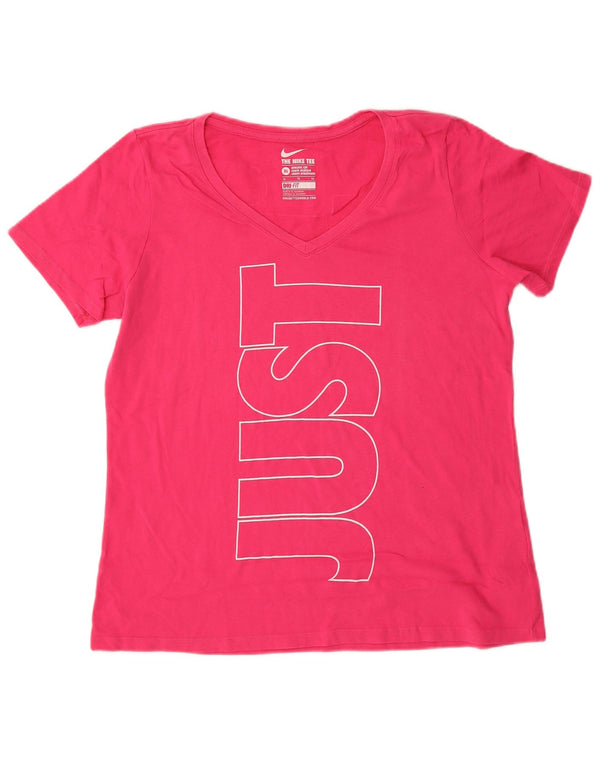 Женская футболка с короткими рукавами и графическим рисунком Nike Dri Fit UK 18 XL, розовый хлопок