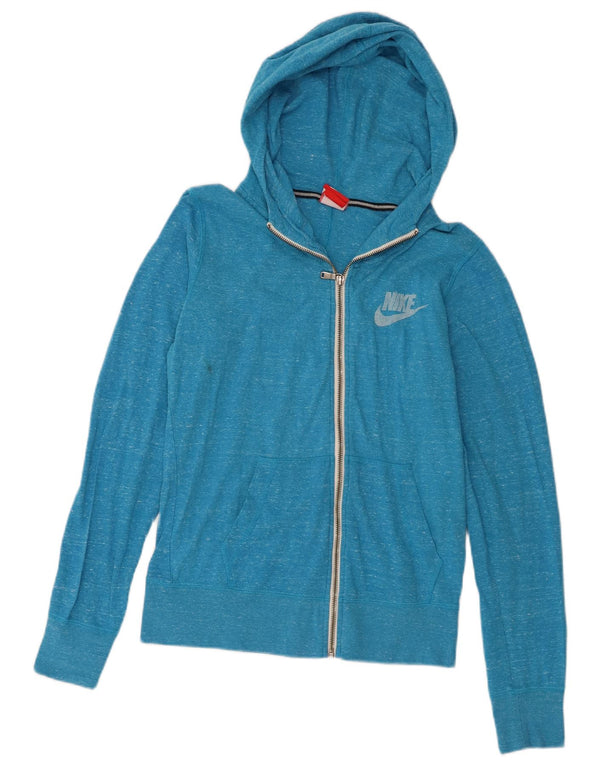 Женский свитер с капюшоном на молнии Nike UK 14, хлопковый средний синий в крапинку
