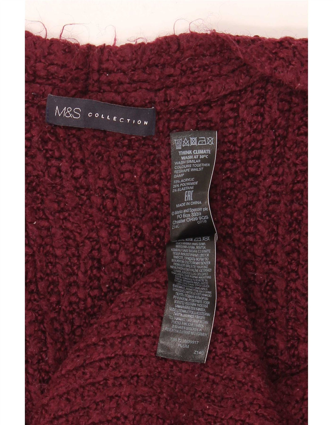 Женский свободный открытый кардиган Marks & Spencer UK 16, большой темно-бордовый цвет