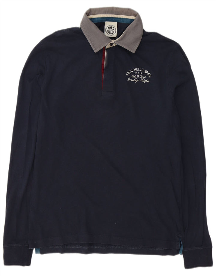 Мужская рубашка-поло для регби с длинным рукавом Fred Mello, темно-синяя, среднего размера