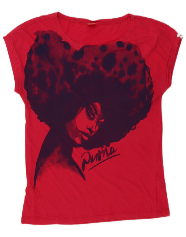 Женская футболка с рисунком Puma Top UK 10, маленький розовый хлопок