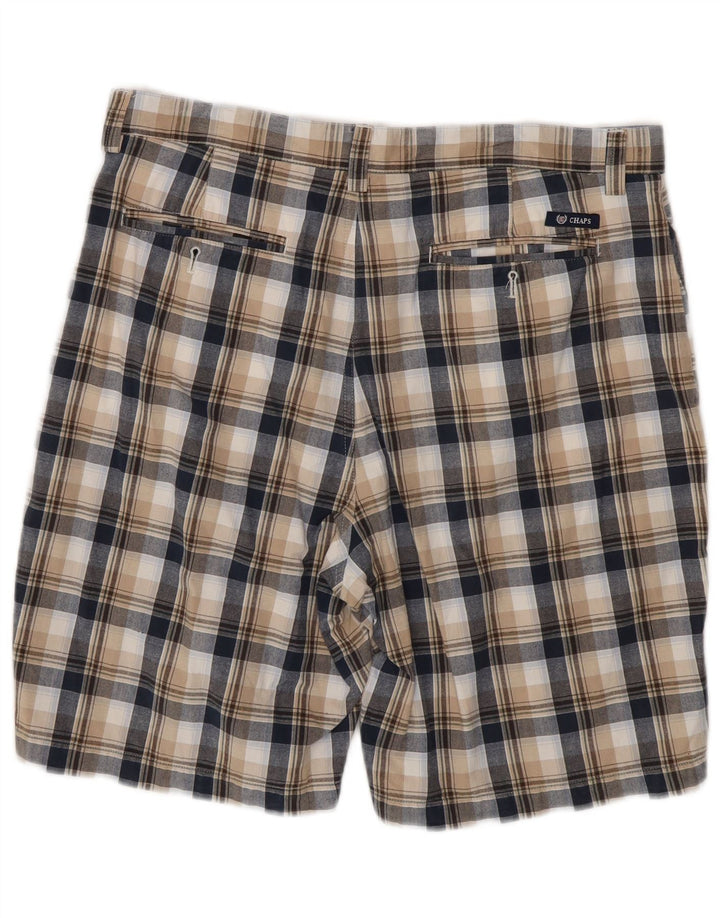 CHAPS Mens Chino Shorts W34 Large Beige Check Cotton