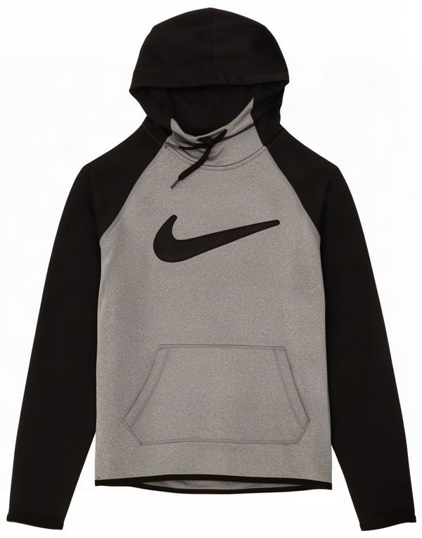 Мужской джемпер с капюшоном Nike Therma-Fit с графическим рисунком XS, серый полиэстер с цветными блоками