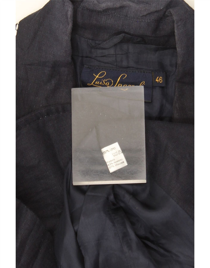 LUISA SPAGNOLI Женский пиджак на 2 пуговицах IT 46, большой темно-синий, льняной