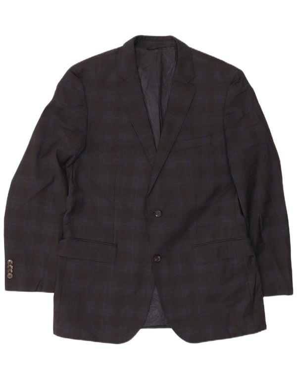Мужской пиджак Hugo Boss с 2 пуговицами EU 52 XL Темно-синий в клетку из натуральной шерсти