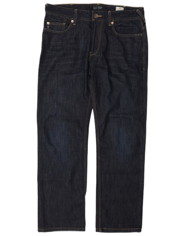 Armani Jeans Мужские прямые джинсы стандартного кроя W33 L32 Темно-синий хлопок