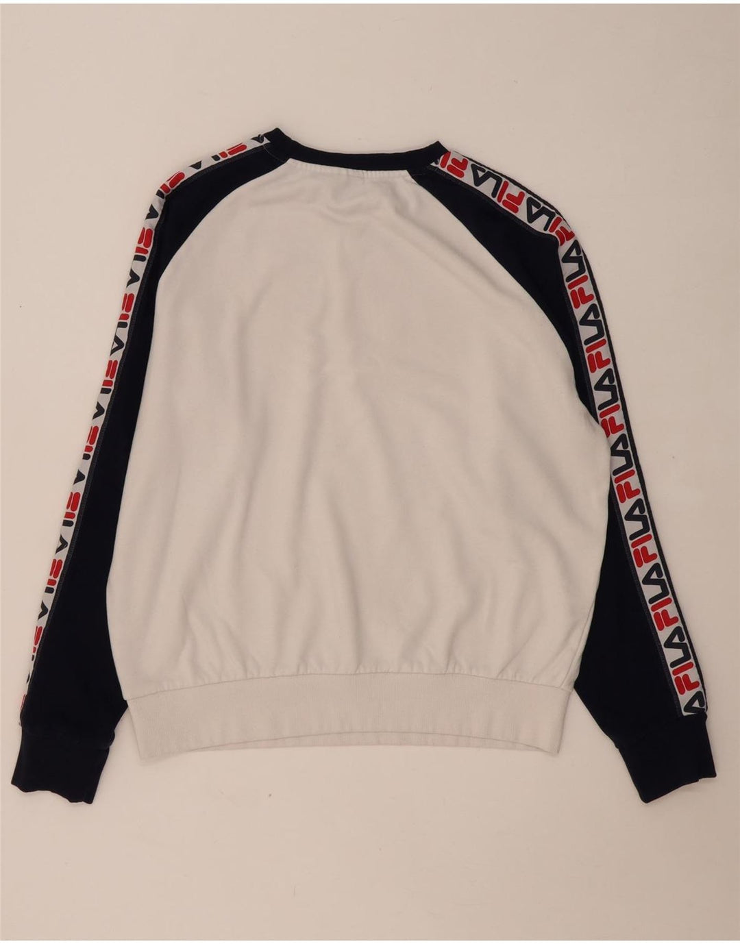 Мужской свитшот с рисунком FILA, большой белый хлопковый джемпер с цветными блоками