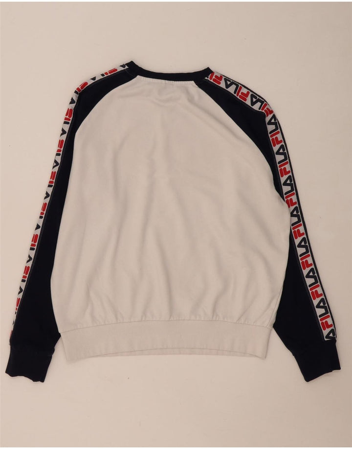 Мужской свитшот с рисунком FILA, большой белый хлопковый джемпер с цветными блоками