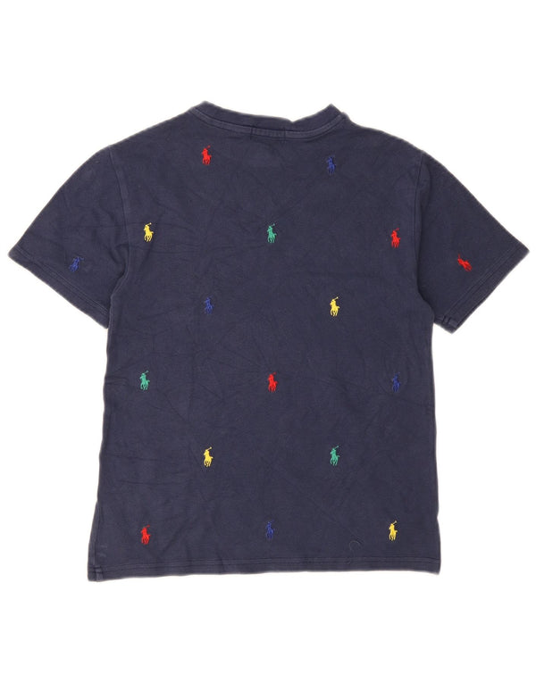 Футболка с рисунком Polo Ralph Lauren для мальчиков 9–10 лет, темно-синяя