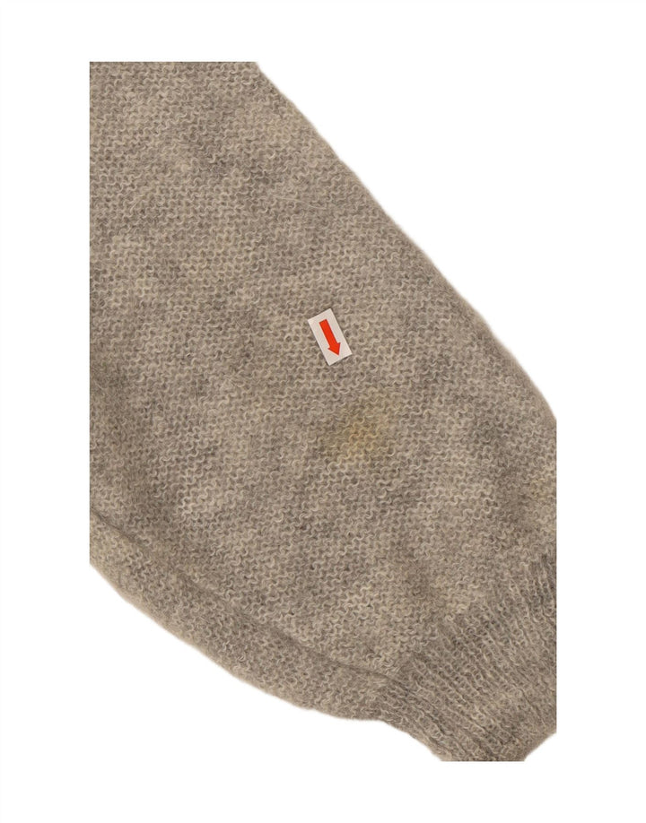 ВИНТАЖНЫЙ женский джемпер с высоким воротником, Великобритания, 18 XL, серый мохер с цветочным принтом