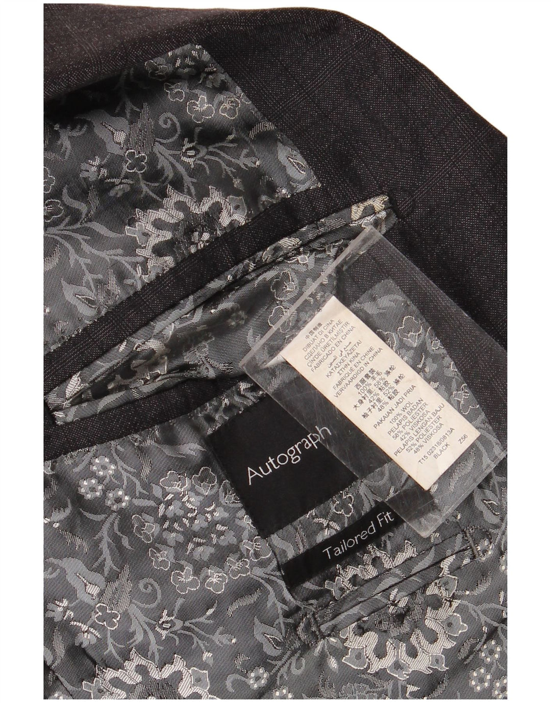 Мужской пиджак Marks & Spencer Autograph на 2 пуговицах IT 56 3XL, черный в клетку