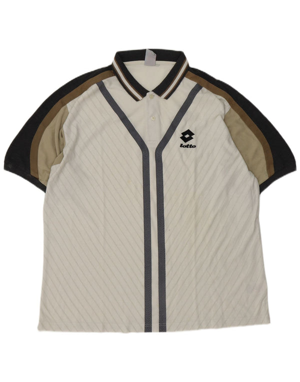 LOTTO Mens Rugby Polo Shirt UK 44/46 2XL White Colourblock Polyester