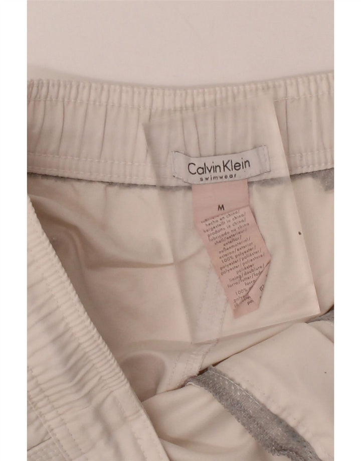 CALVIN KLEIN Mens Graphic Swimming Shorts Medium  Off White Colourblock Vintage Calvin Klein and Second-Hand Calvin Klein from Messina Hembry 