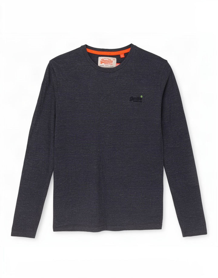 Мужской топ Superdry с длинным рукавом, маленький темно-синий, крапчатый, хлопок