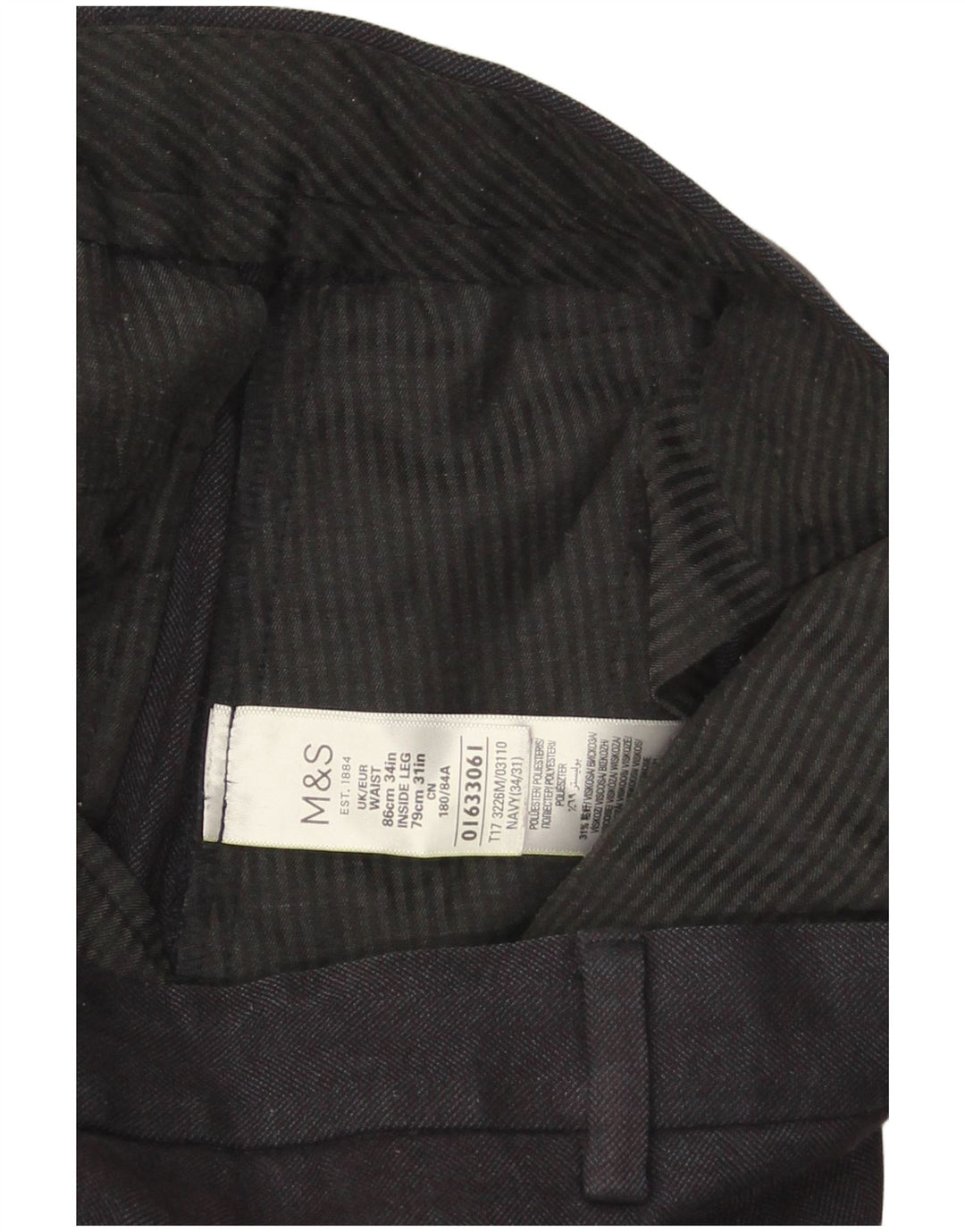Мужские повседневные брюки стандартного кроя Marks & Spencer W34 L31 темно-синие