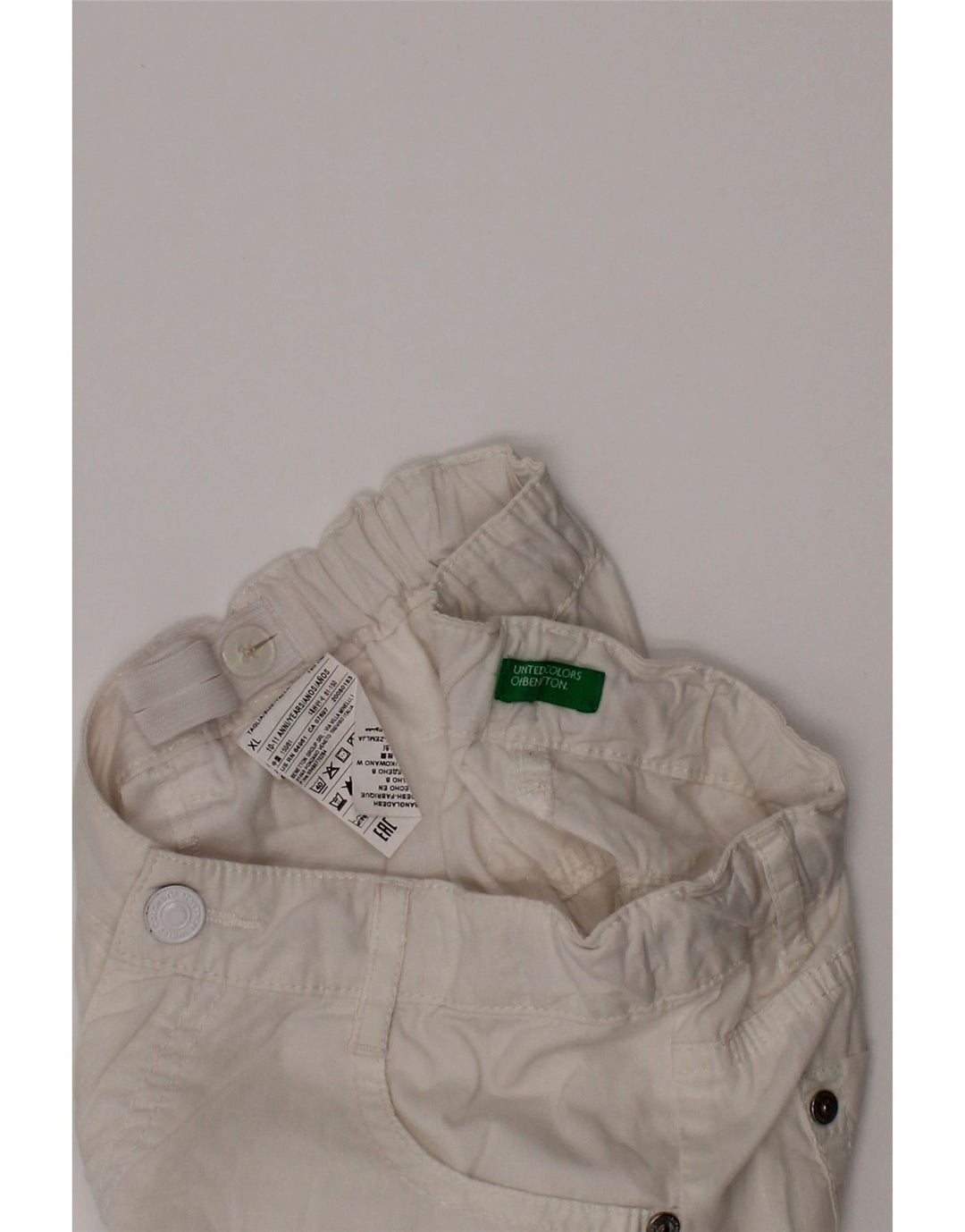 BENETTON Повседневные шорты для девочек 10–11 лет XL W24, белый хлопок