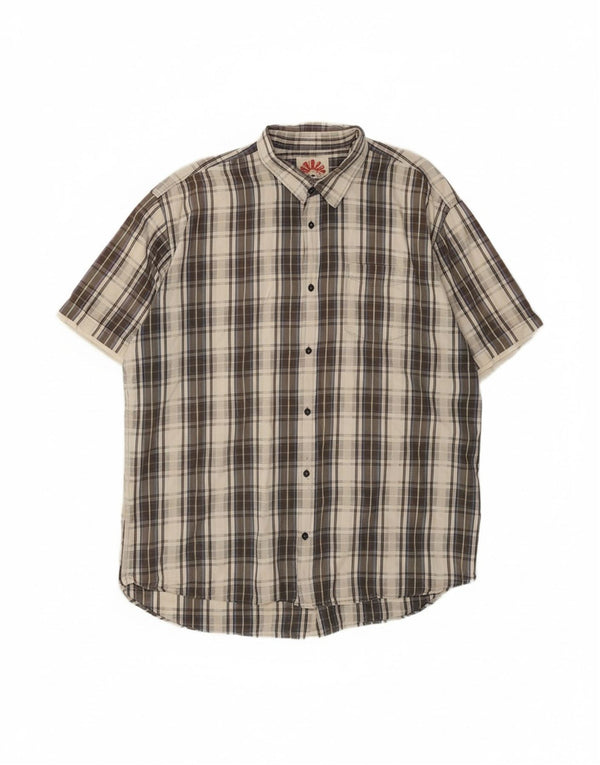 TOM TAILOR Mens Graphic Short Sleeve Shirt 2XL Grey Check Cotton