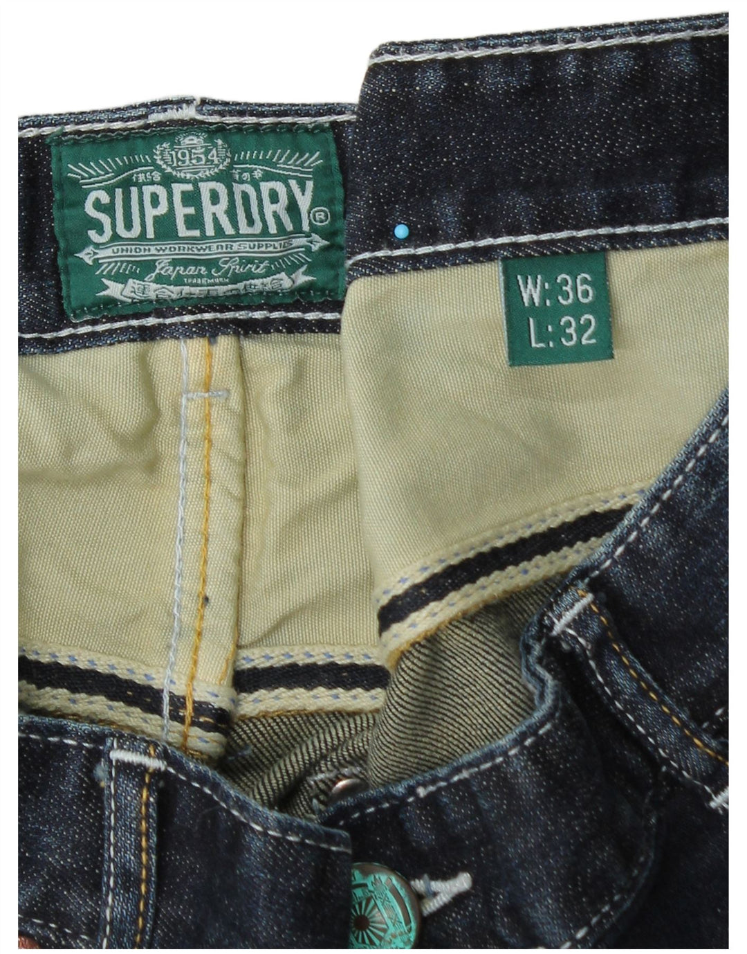Мужские прямые джинсы Superdry W36 L32, синий хлопок