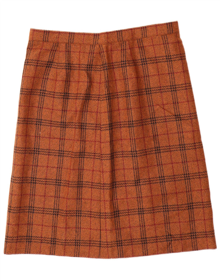VINTAGE Womens A-Line Skirt W36 XL Brown Check