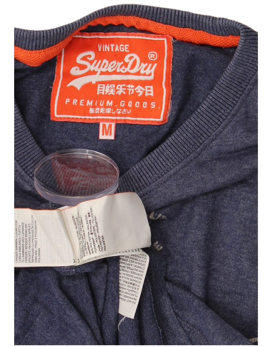 SUPERDRY Мужская футболка с рисунком Топ среднего размера, темно-синий, хлопок