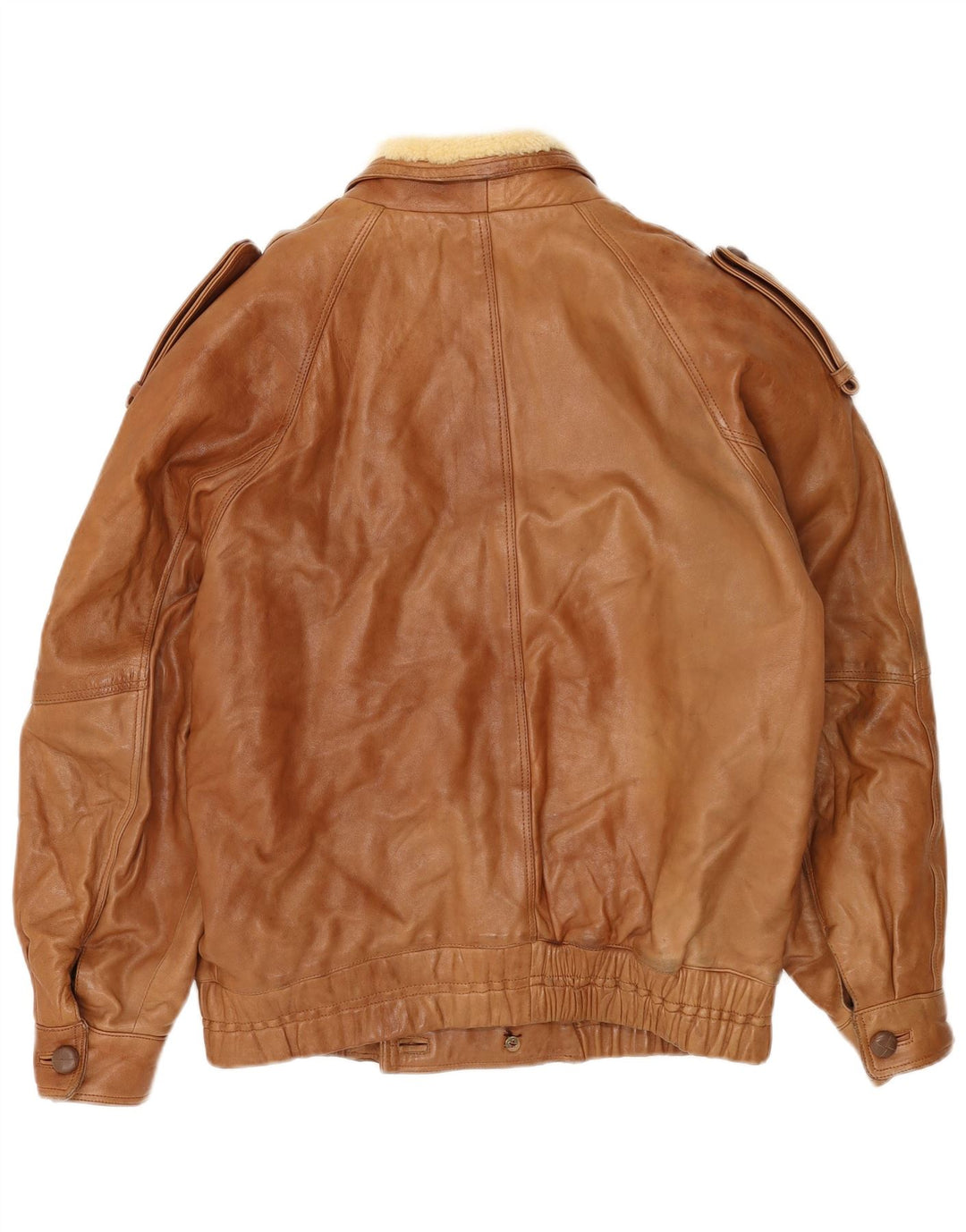 Винтажная мужская двубортная куртка в стиле милитари UK 40, большая, бежевая кожаная