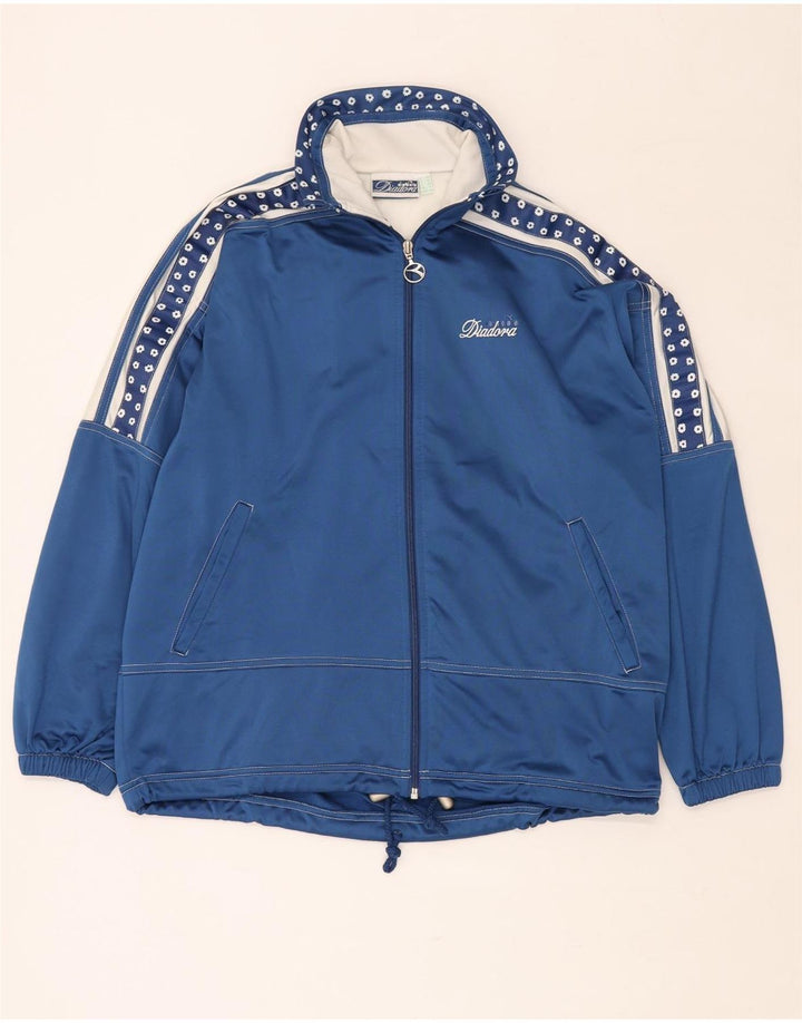 DIADORA Женский спортивный костюм оверсайз, верхняя куртка UK 12, средний синий с цветочным принтом