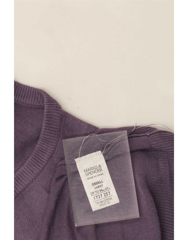 Мужской джемпер с v-образным вырезом Marks & Spencer Blue Harbour, маленький фиолетовый