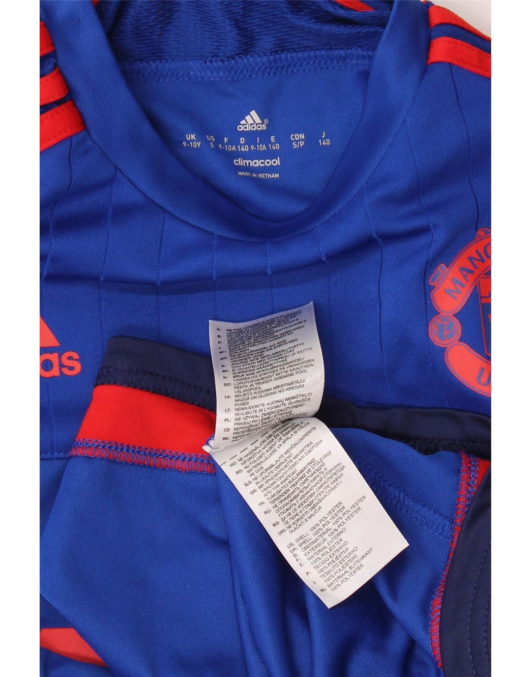 Футболка ADIDAS с рисунком Manchester United для мальчиков 9–10 лет, синяя