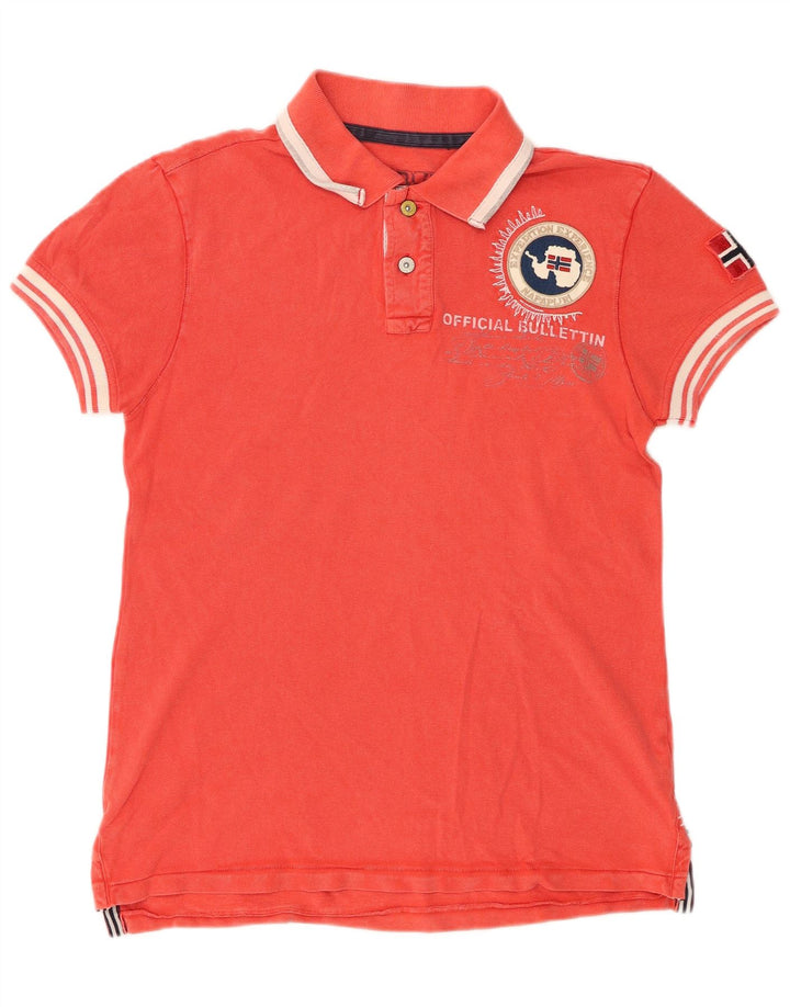 NAPAPIJRI Мужская рубашка поло с географической графикой, маленькая красная, хлопковая