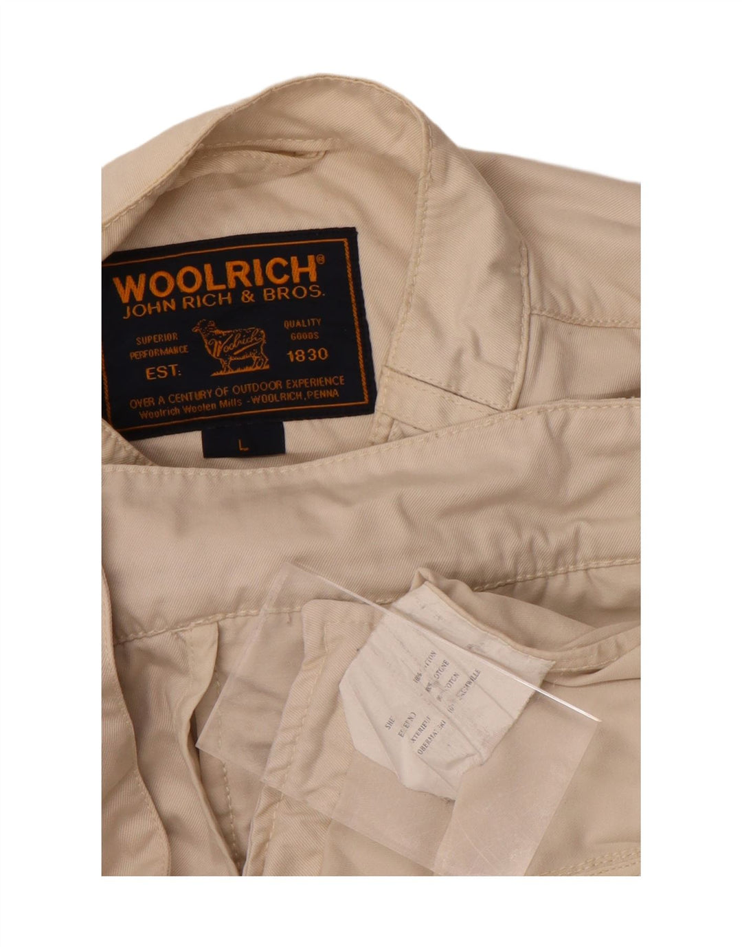 WOOLRICH Womens Bomber Jacket UK 14 Large Beige Cotton Vintage Woolrich and Second-Hand Woolrich from Messina Hembry 