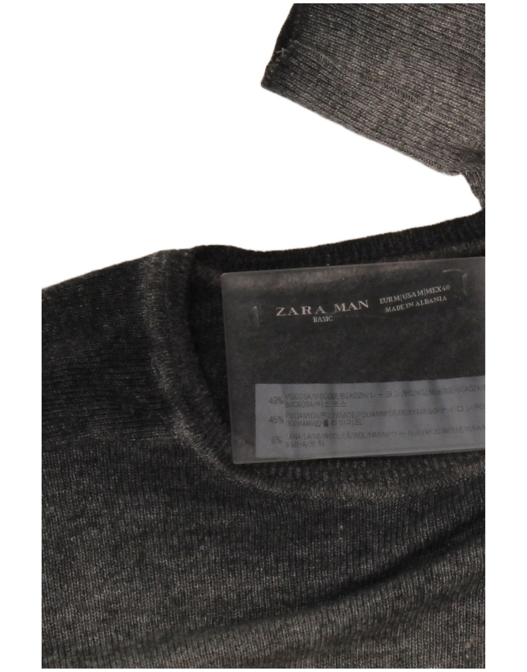 Мужской джемпер с круглым вырезом ZARA, средний серый вискоза с крапинками