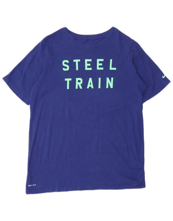 Женская футболка спортивного кроя с рисунком Nike Top UK 18 XL, синяя, хлопок