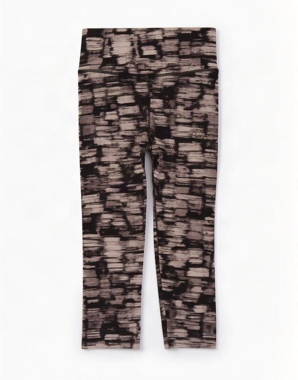 Женские леггинсы-капри Nike Dri Fit UK 4 XS, серый нейлон с геометрическим рисунком