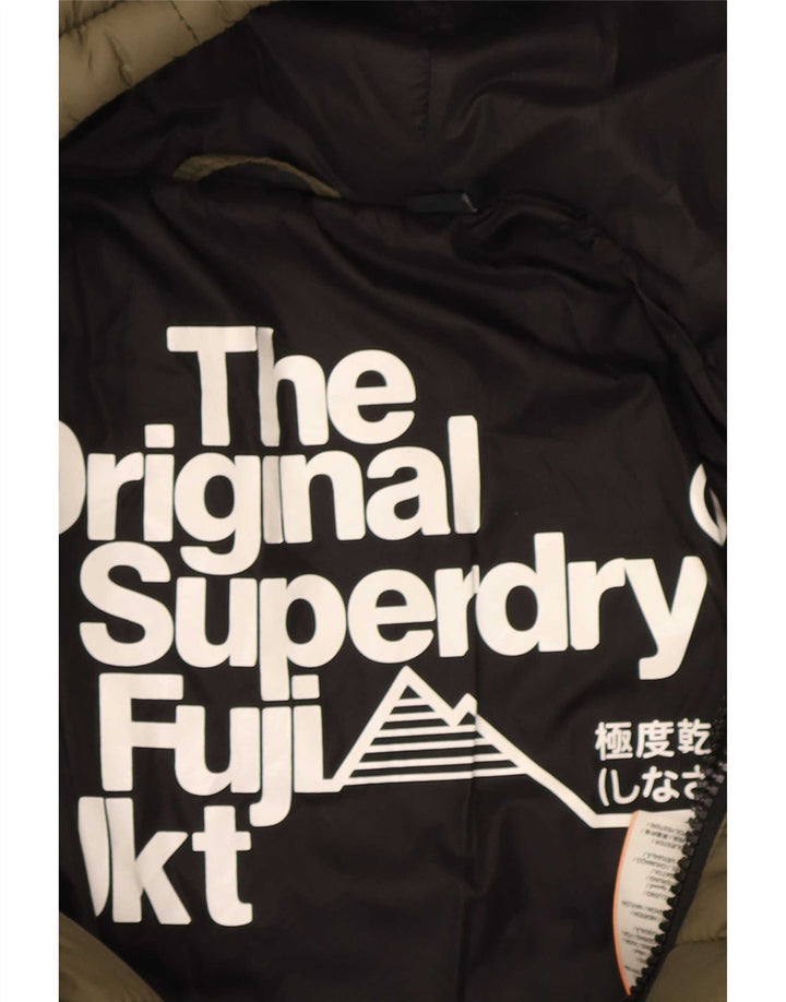 Женская утепленная куртка с капюшоном Superdry UK 10, маленький нейлон цвета хаки