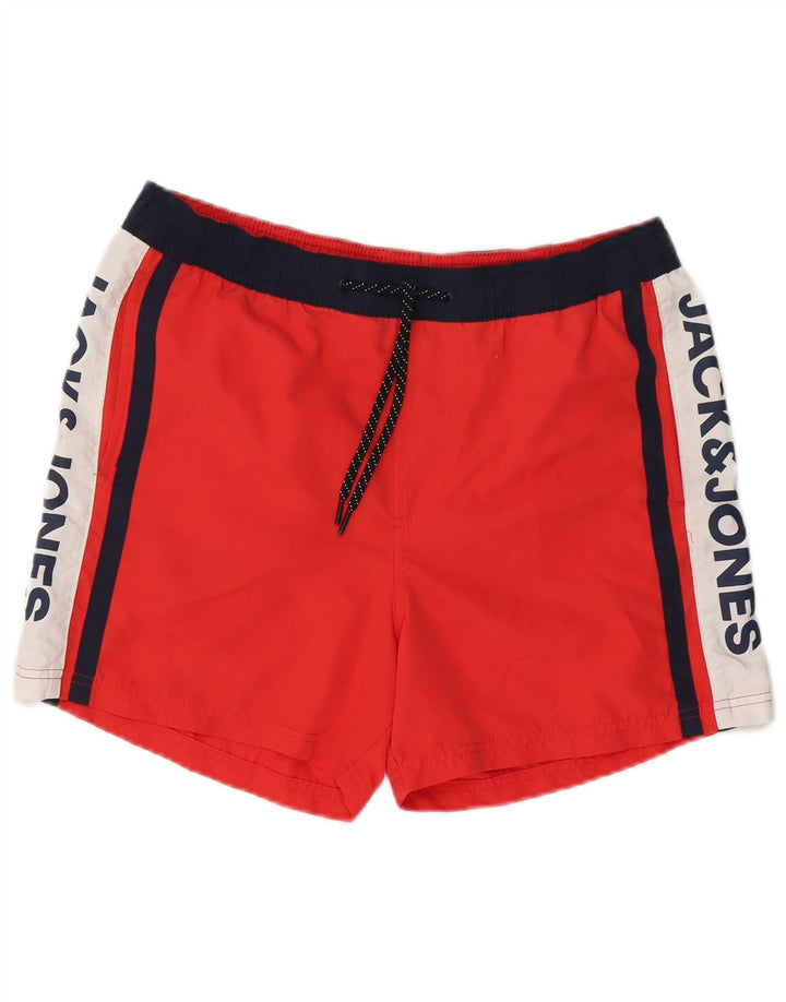 Мужские шорты для плавания Jack & Jones с графическим рисунком, средний красный, полиэстер с цветными блоками