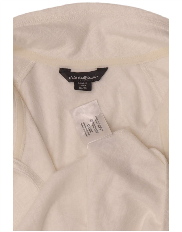Женский пуловер с воротником на молнии Eddie Bauer, спортивный костюм, топ UK 18 XL, белый с геометрическим рисунком