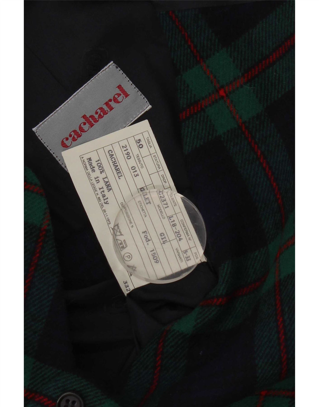 Мужской жилет Cacharel IT 50 Medium Navy Blue Check Wool