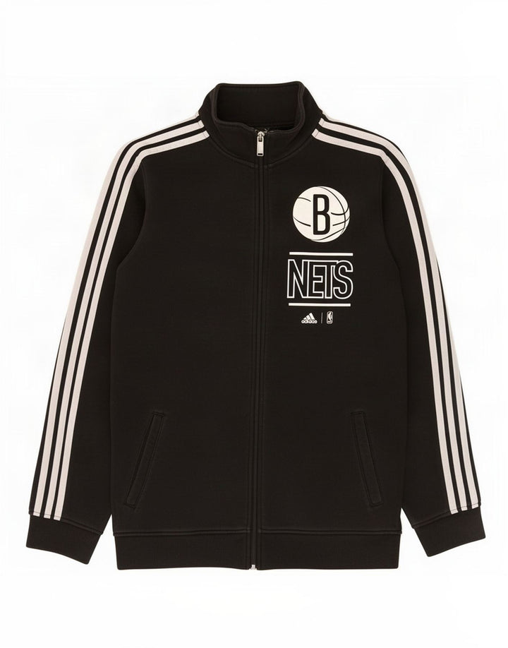 Мужской спортивный костюм Adidas Brooklyn Nets с графическим принтом, маленькая черная хлопковая куртка