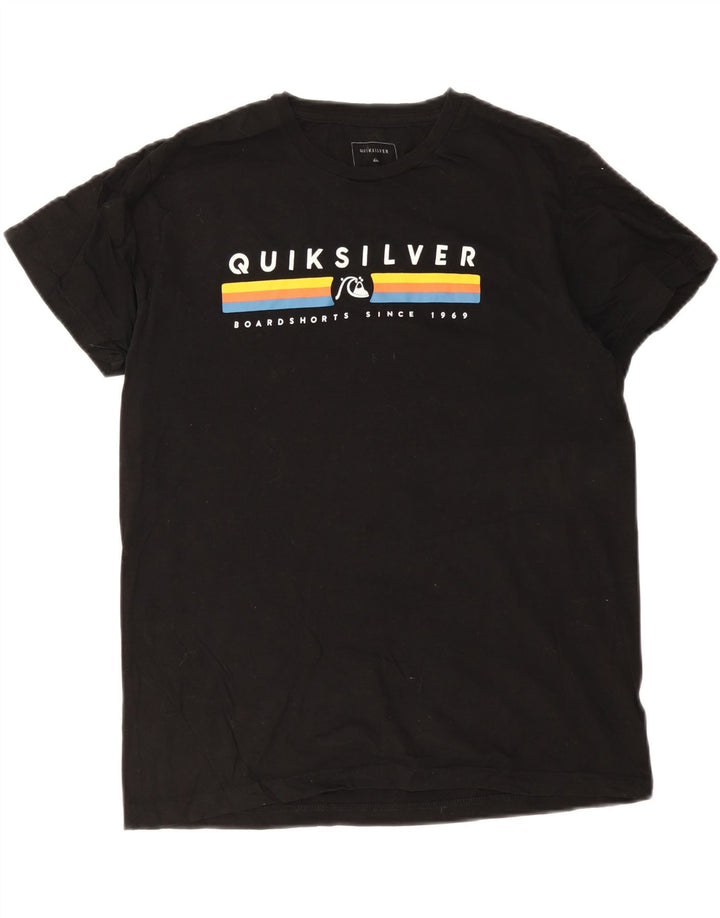 Мужская футболка Quiksilver с рисунком, черный хлопок, средний размер