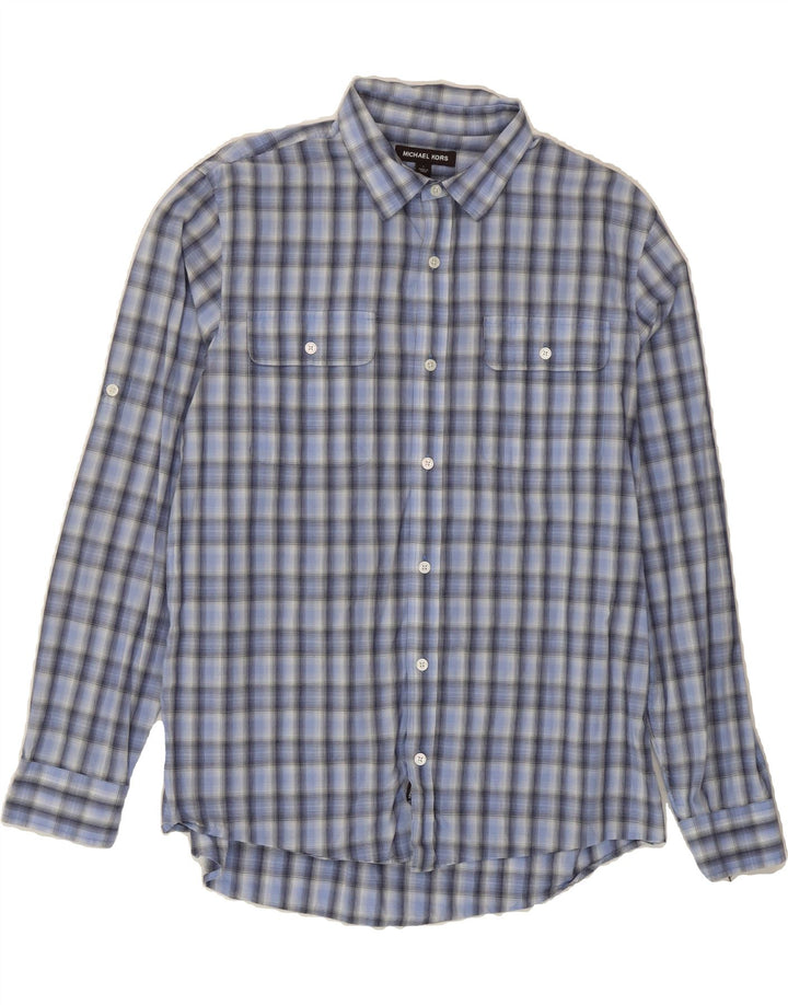 MICHAEL KORS Mens Shirt Large Blue Check Cotton Vintage Michael Kors and Second-Hand Michael Kors from Messina Hembry 