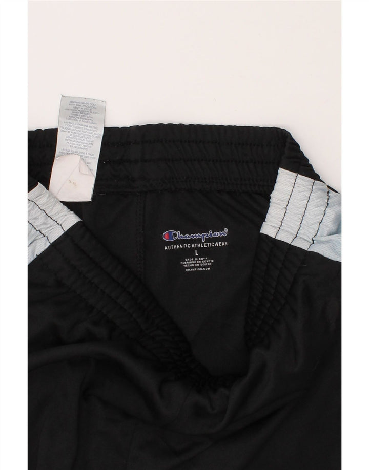 CHAMPION Boys Sport Shorts 9-10 Years Large  Black Colourblock Polyester Vintage Champion and Second-Hand Champion from Messina Hembry 