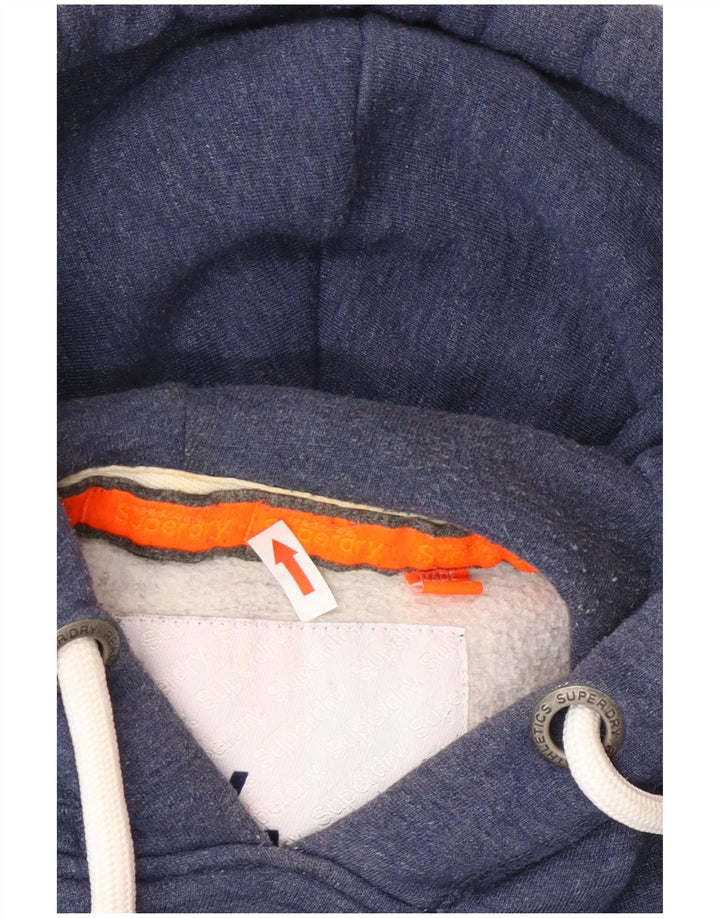 Мужской джемпер с капюшоном Superdry обычного кроя, маленький синий, хлопок