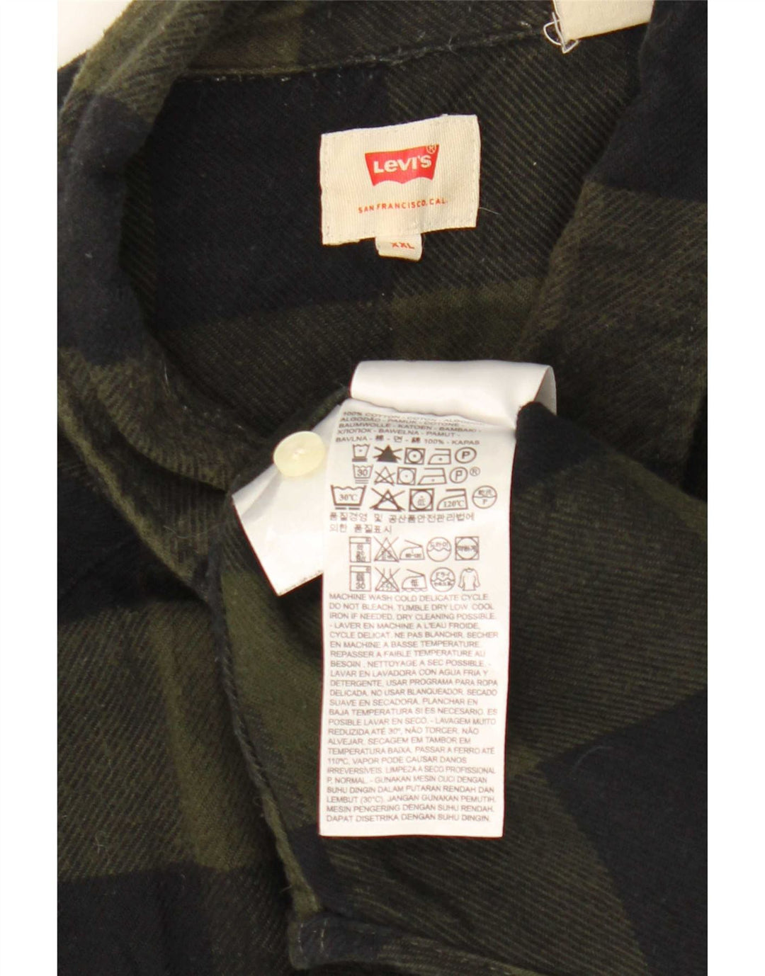 Мужская фланелевая рубашка Levi's 2XL цвета хаки в клетку, хлопок