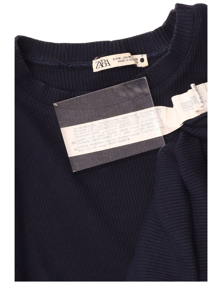 Женское платье макси Zara UK 12, средний темно-синий, хлопок