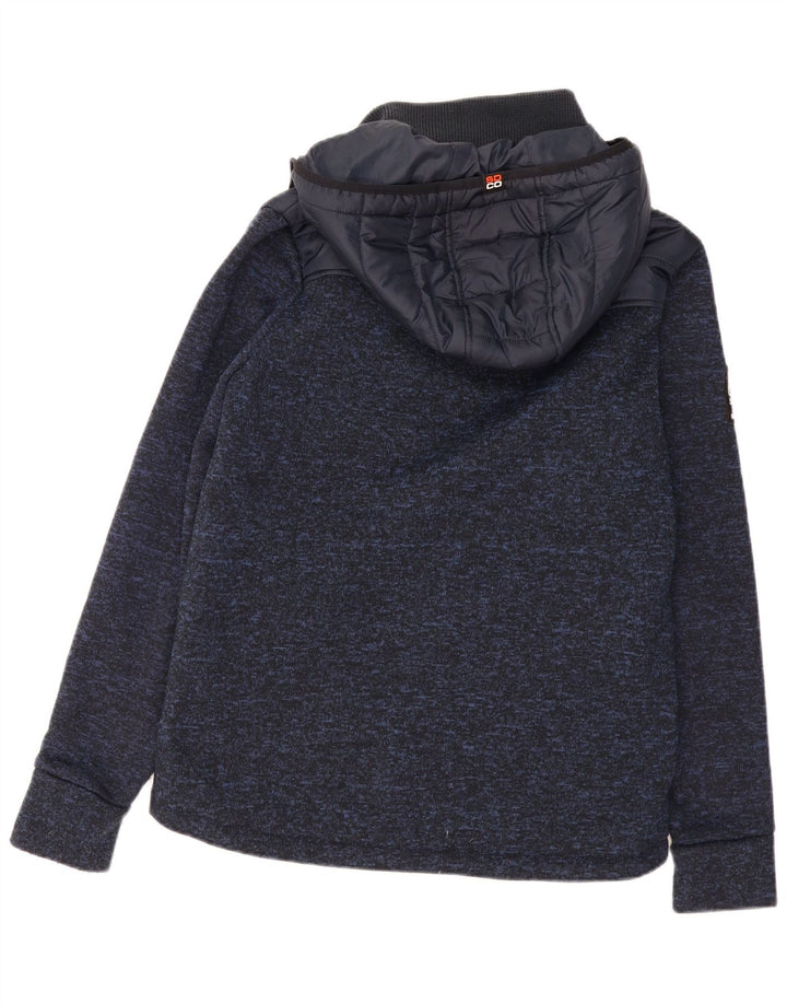 Мужская утепленная куртка с капюшоном Superdry UK 40, большой темно-синий полиэстер с крапинками