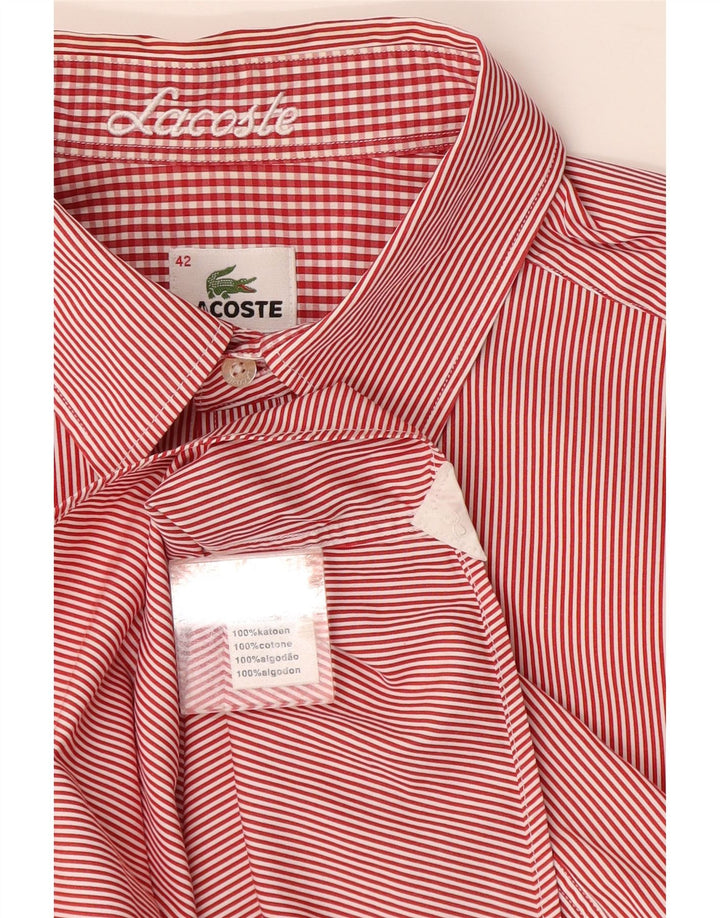 Мужская рубашка Lacoste, размер 42, большая красная хлопковая полоска