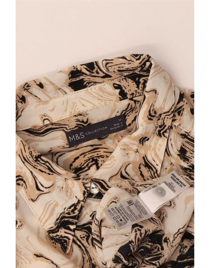 Женская блузка-рубашка с абстрактным узором Marks & Spencer UK 22 3XL коричневая