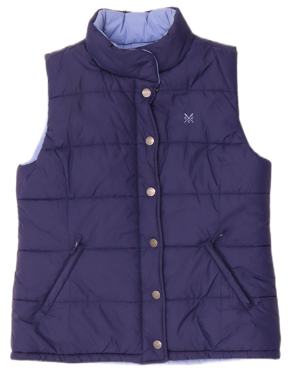 Crew Clothing Womens Reversible Padded Gilet UK 12 Medium Navy Blue Nylon