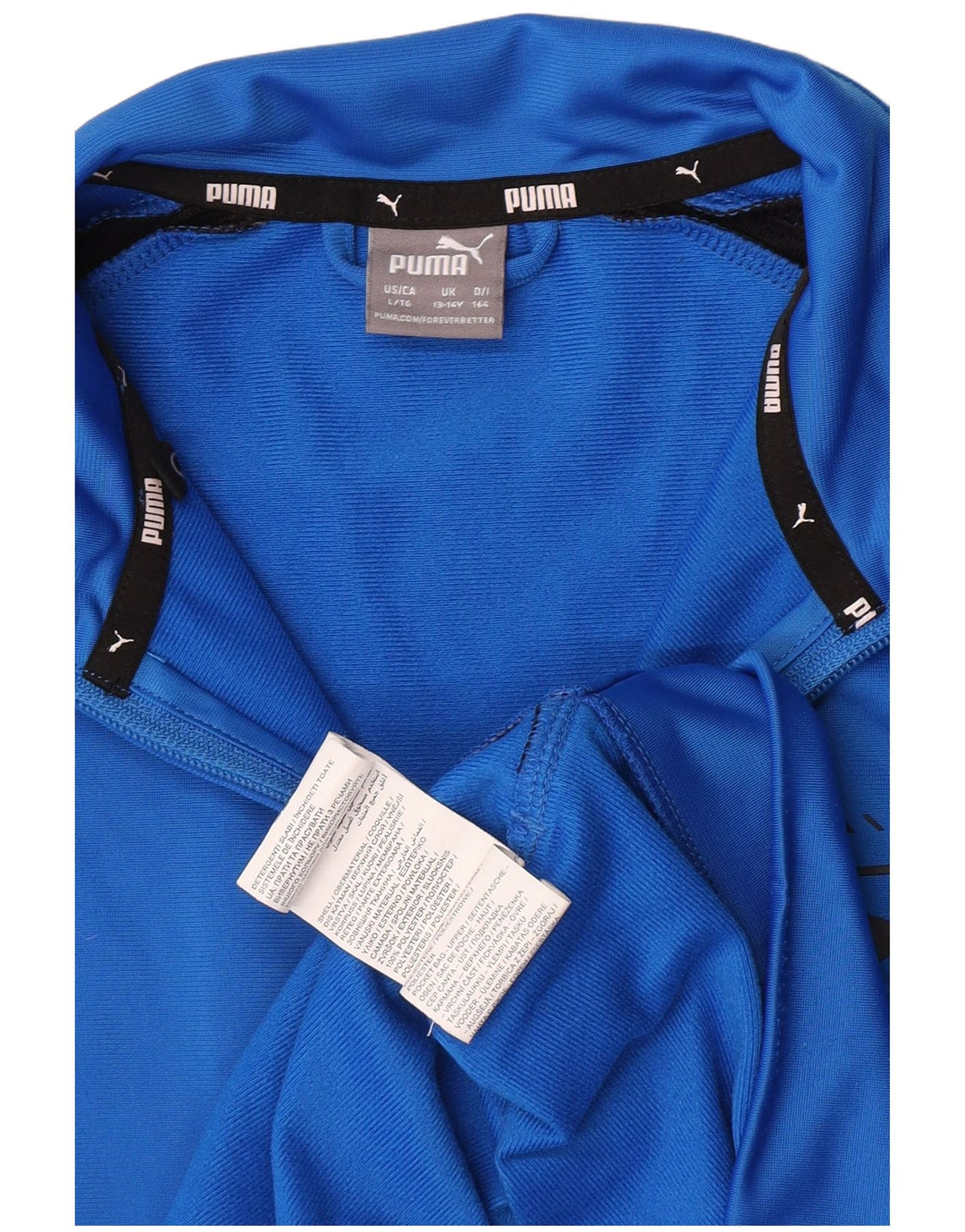 Спортивный костюм Puma для мальчиков с графическим рисунком, верхняя куртка 13–14 лет, синяя с цветными блоками